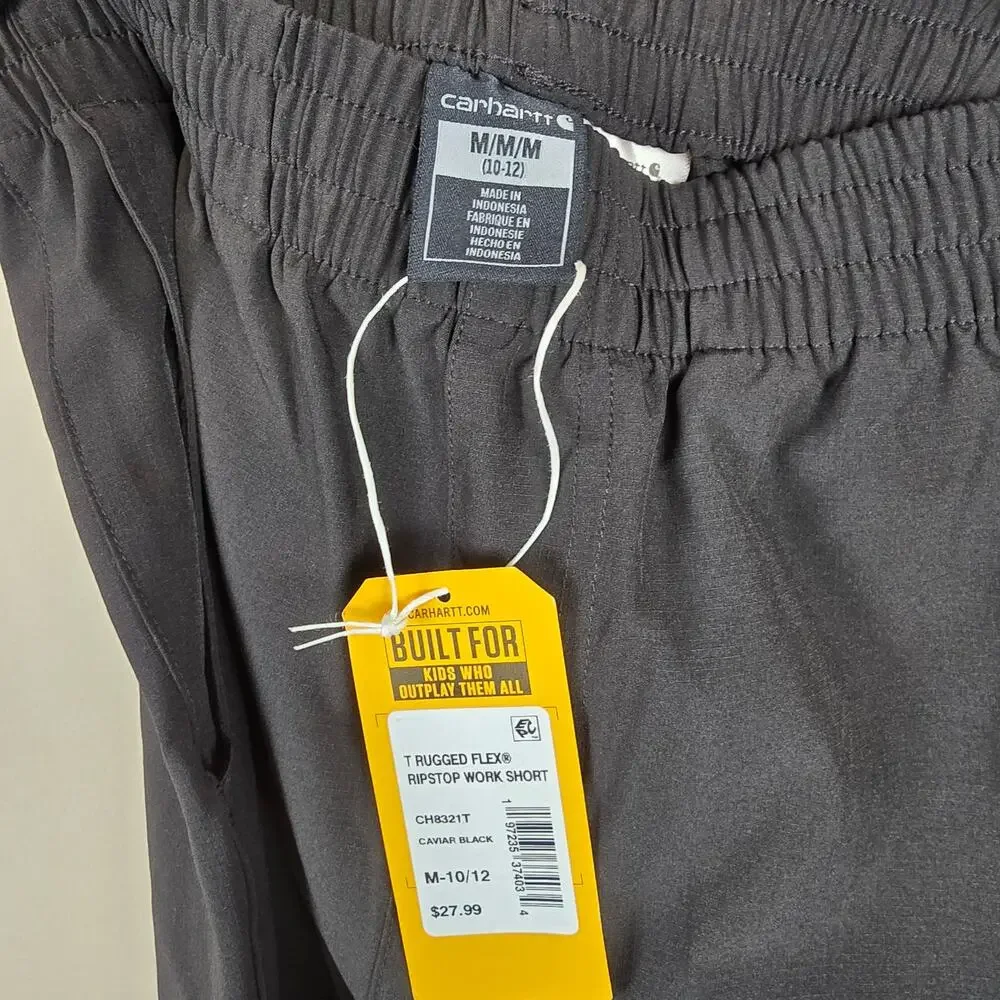 Carhartt Kids Rugged Flex Ripstop Work Short Size M/10-12 Black Caviar